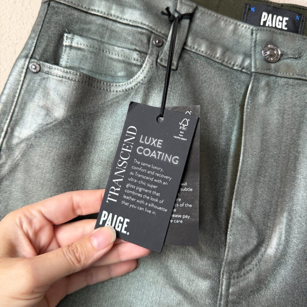 NEW Paige Claudine Mystical Green Coated High Waisted Jeans Size 29 - Picture 4 of 9